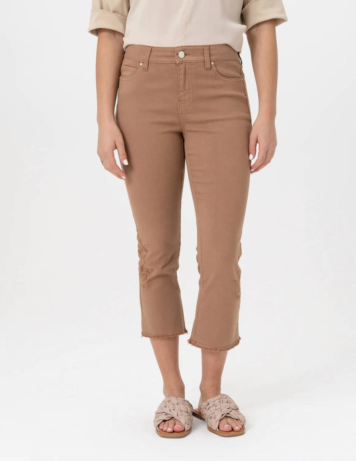 Renuar - Tencel Blend Embroidered Crop Pants