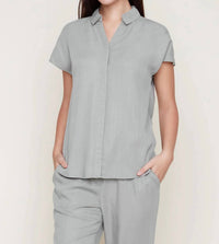 Renuar - Tencel Button Front Blouse - blouses - clothing - green