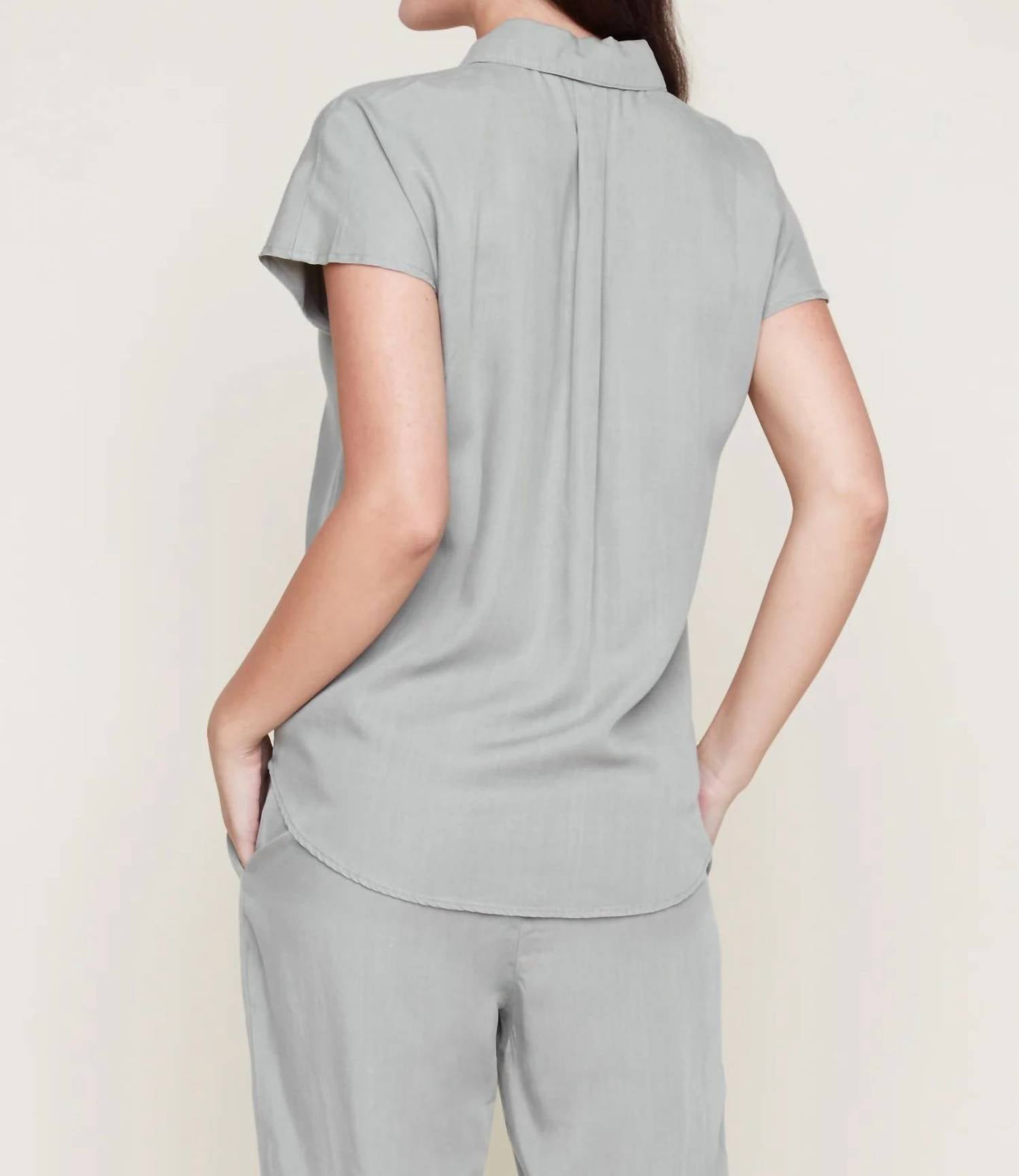 Renuar - Tencel Button Front Blouse - blouses - clothing - green