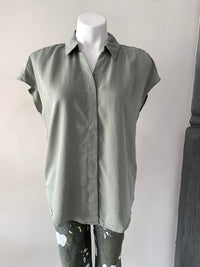 Renuar - Tencel Button Front Blouse - blouses - clothing - green