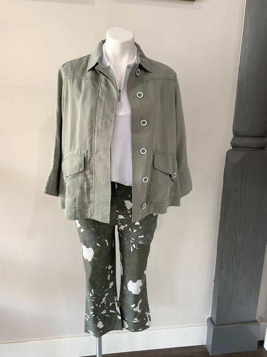 Renuar - Women's Printed Capri Pants - capris - clothing - green