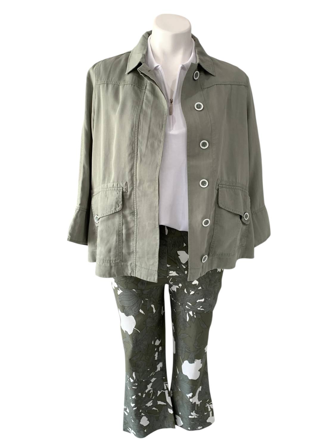 Renuar - Women's Printed Capri Pants - capris - clothing - green