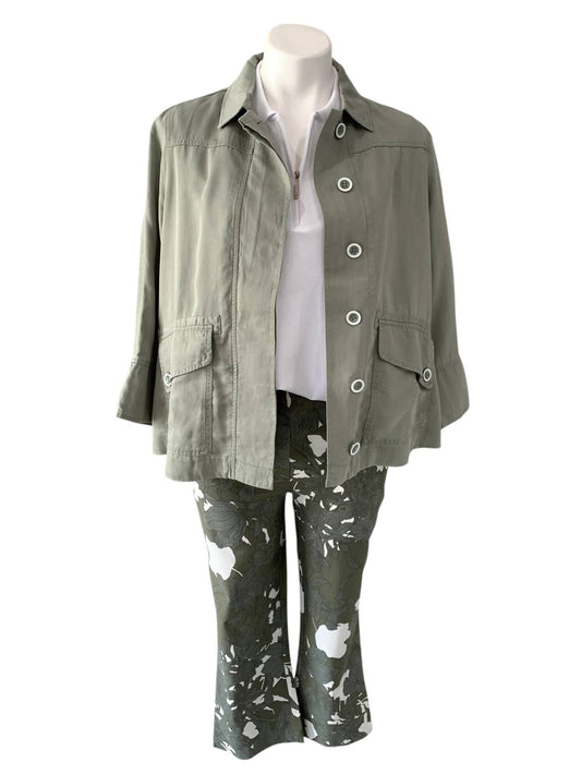 Renuar - Women's Printed Capri Pants - capris - clothing - green