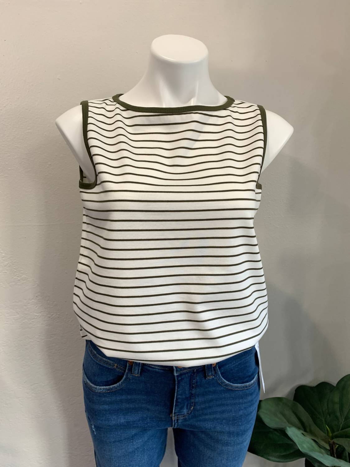 Renuar - Women's Stripe Knit Top - blouses - clothing - green