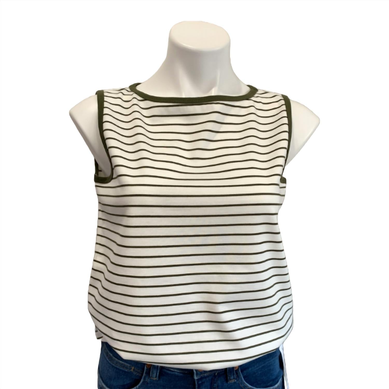 Renuar - Women's Stripe Knit Top - blouses - clothing - green