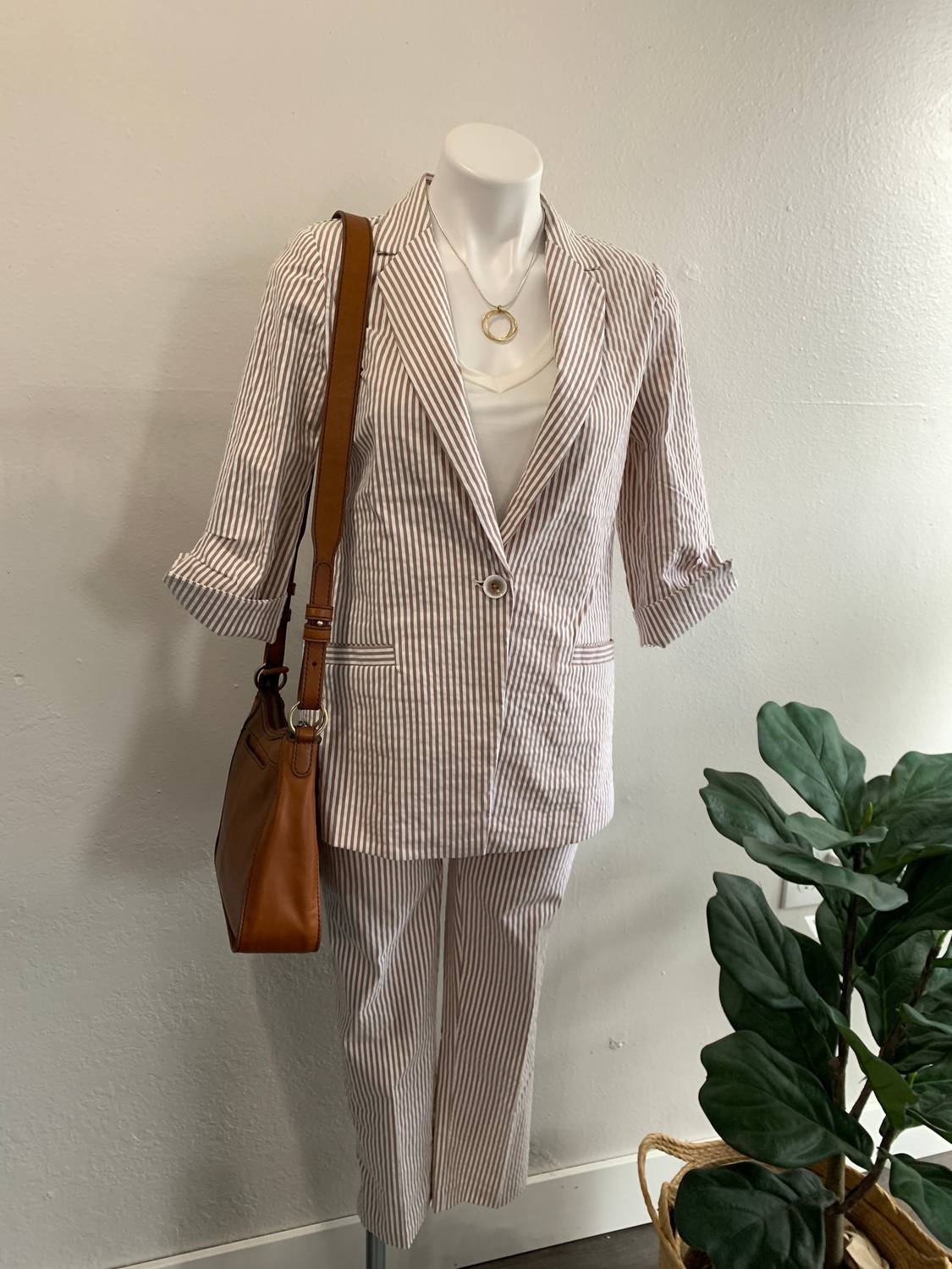 Renuar - Woven Pull On Pant - ankle - brown - clothing