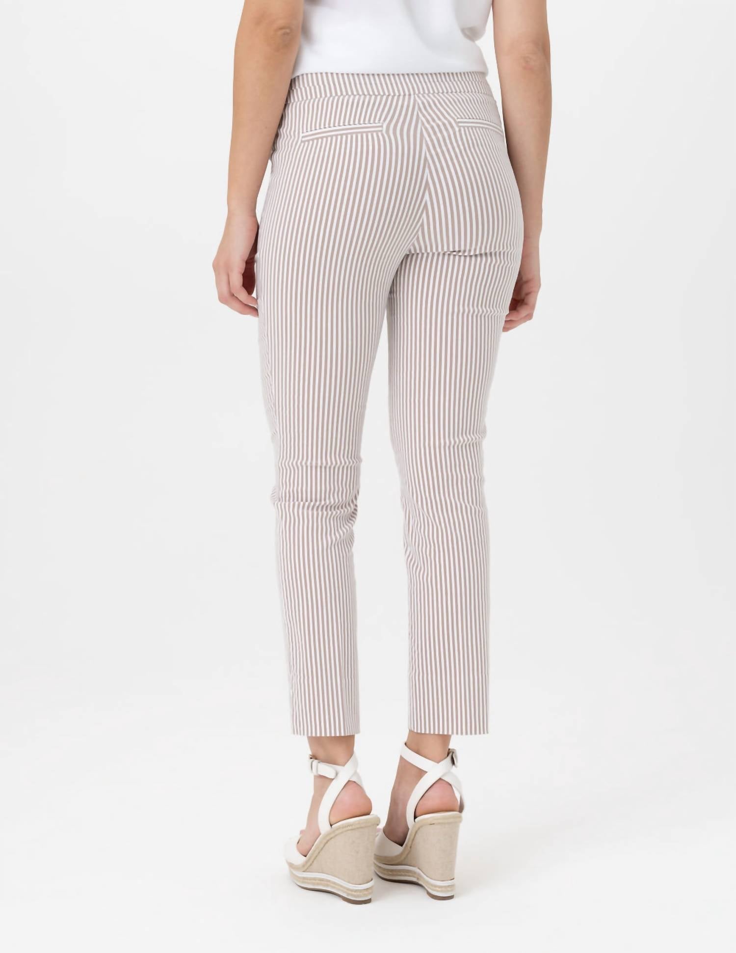 Renuar - Woven Pull On Pant - ankle - brown - clothing