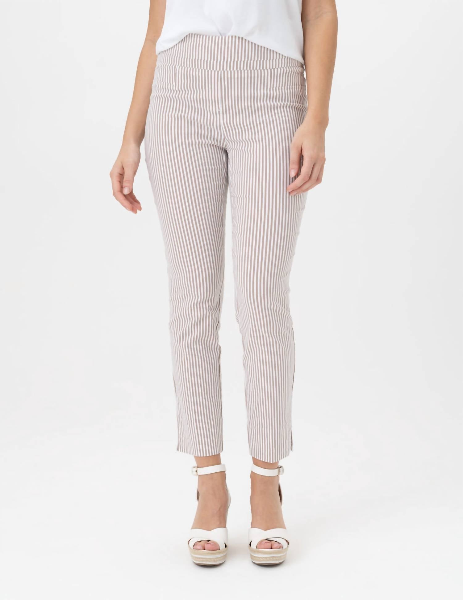 Renuar - Woven Pull On Pant - ankle - brown - clothing