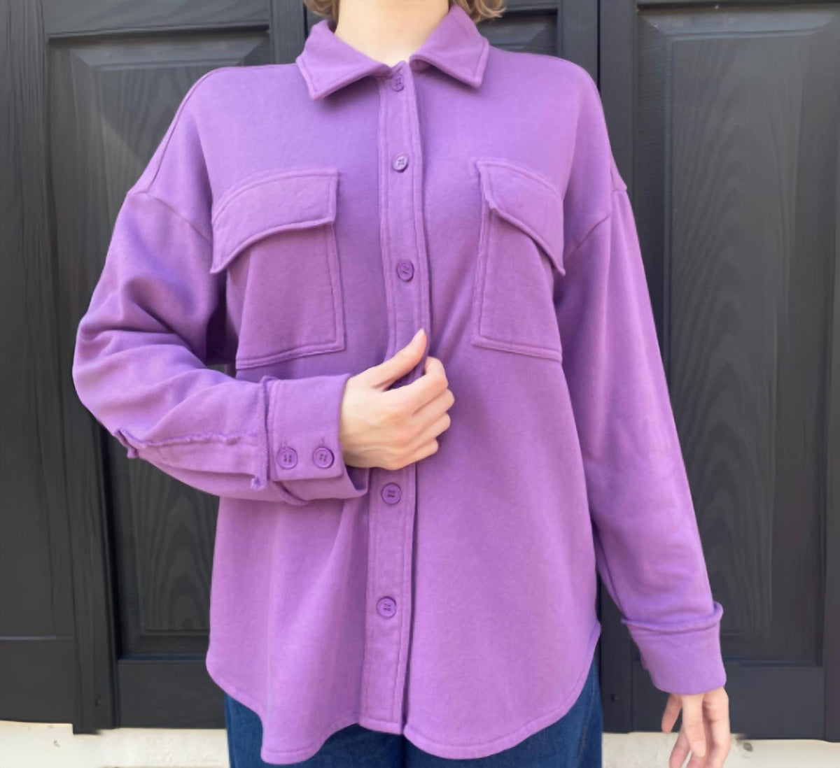 Repeat Cashmere - Fleece Button Front Shacket