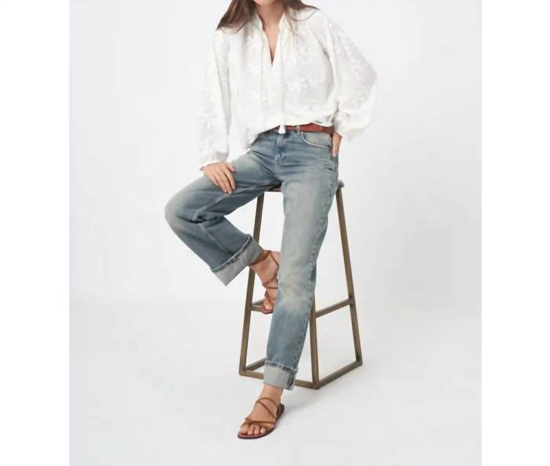 Repeat Cashmere - Floral Embroidered Blouse - blouses - clothing - cotton