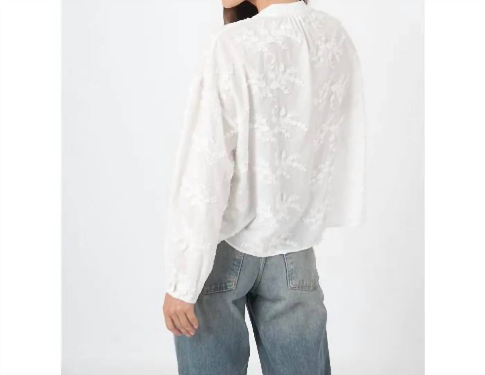 Repeat Cashmere - Floral Embroidered Blouse - blouses - clothing - cotton