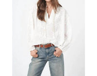 Repeat Cashmere - Floral Embroidered Blouse - blouses - clothing - cotton