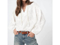 Repeat Cashmere - Floral Embroidered Blouse - blouses - clothing - cotton