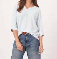 Repeat Cashmere - Loose Fit Cotton Blend Fine Knit Batwing Sweater - blue - clothing - cotton - blend