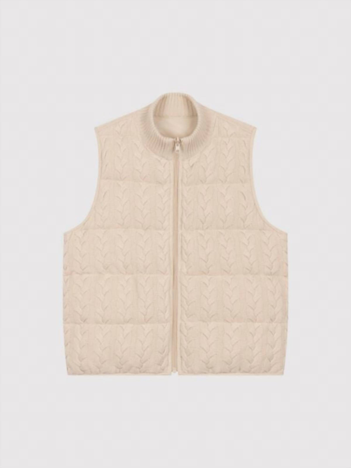 Repeat Cashmere - Reversible Sleeveless Cable Knit Down Vest