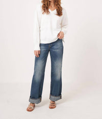 Repeat Cashmere - V - neck Sweater With Textured Stripes - clothing - cotton - blend - shirts