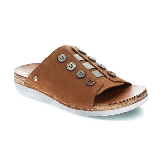 Revere - Women's Antalya Slide Sandal - brown - leather - sandals