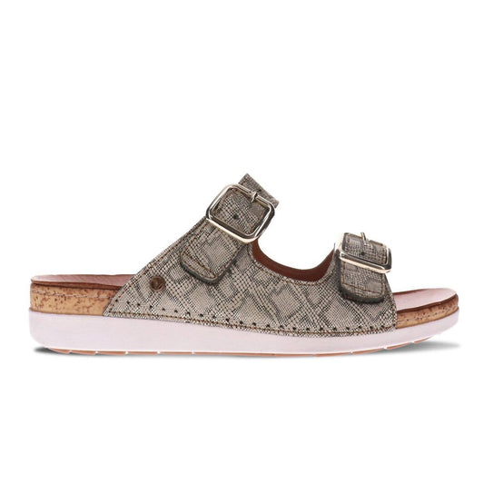 Revere - Women's Brighton 2 Strap Slide Sandal - grey - leather - sandals