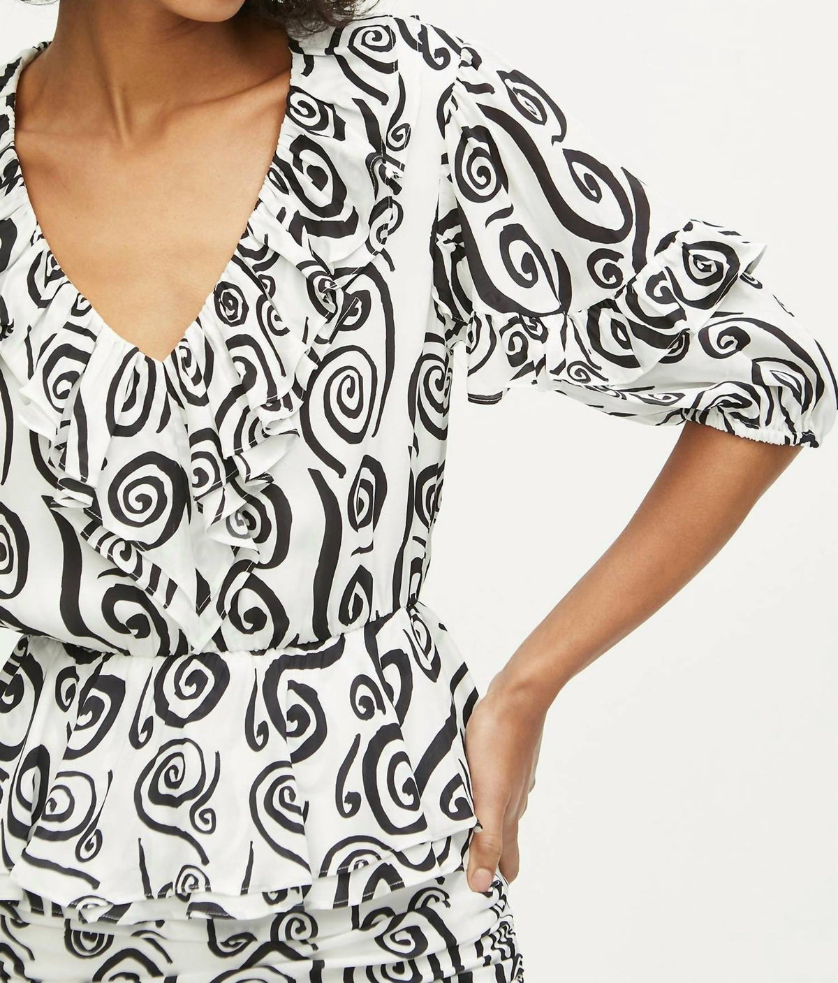 Rhode - Venus Double Ruffled V-neck Top