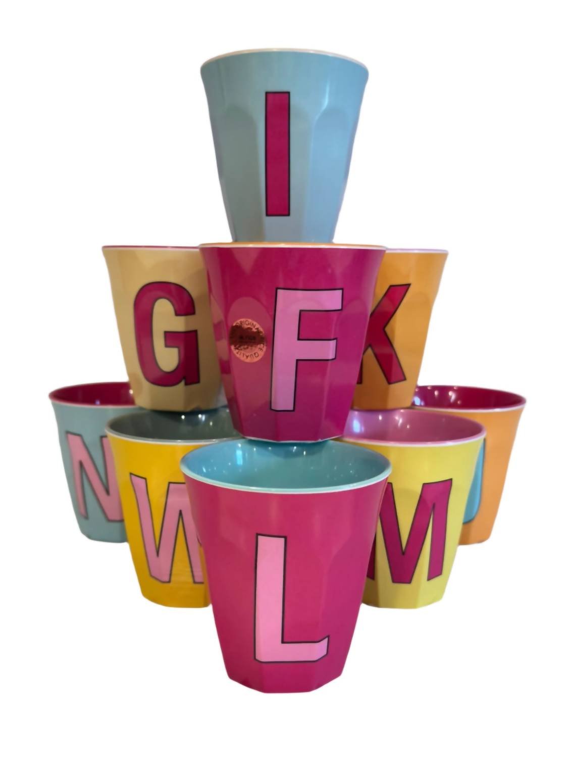 Rice By Rice - Mix Of 10 Alphabet Letters Melamine Cups - dining - dinnerware - home