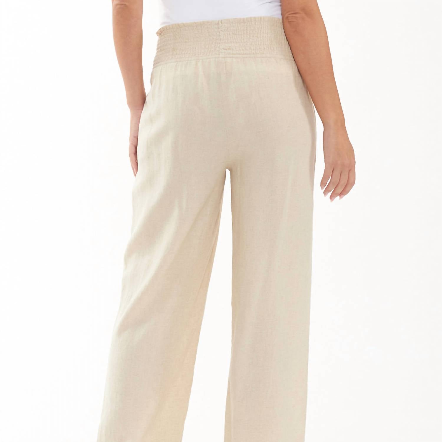 Ripe - Indi Maternity Wide Leg Pant - beige - clothing - linen