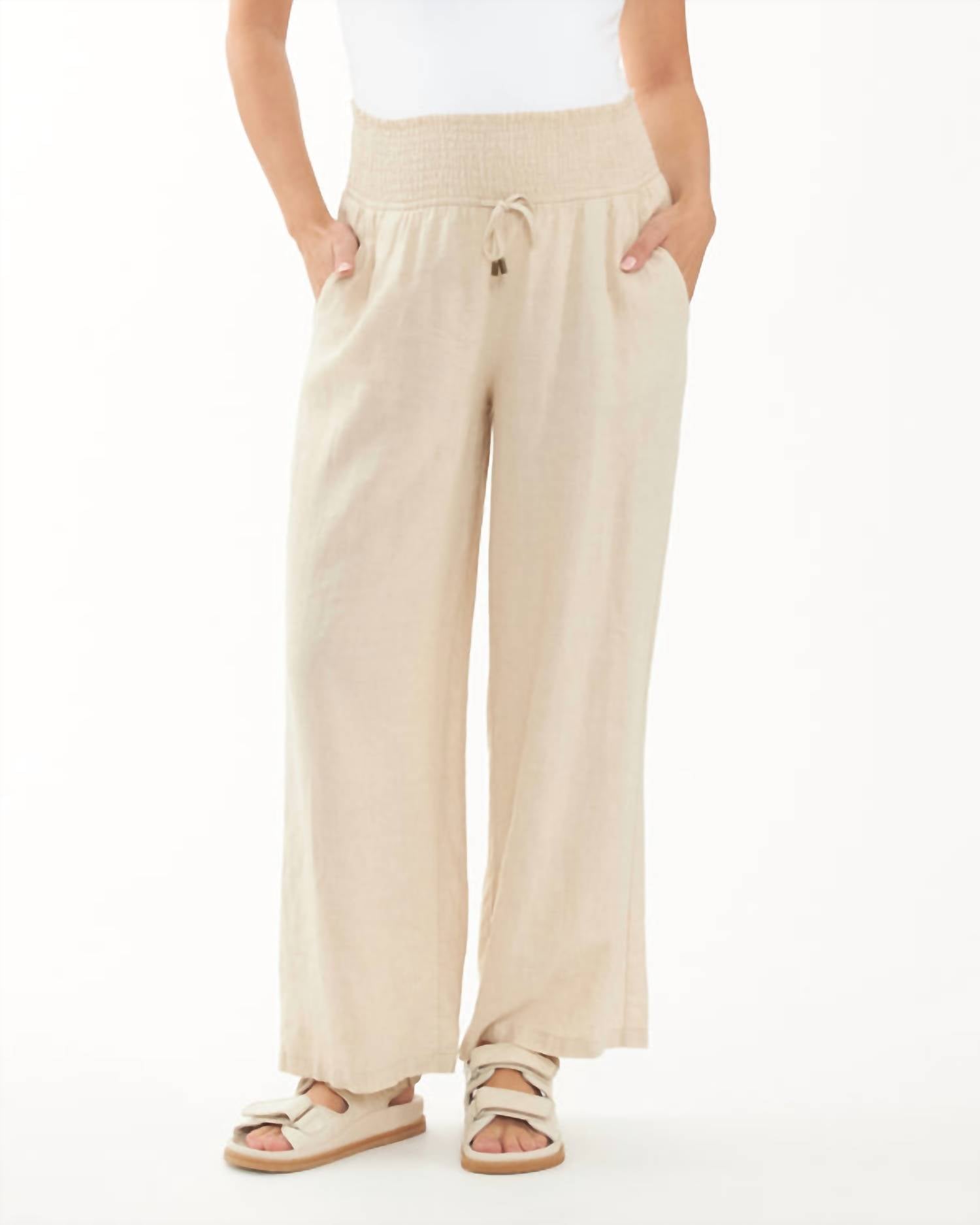 Ripe - Indi Maternity Wide Leg Pant - beige - clothing - linen