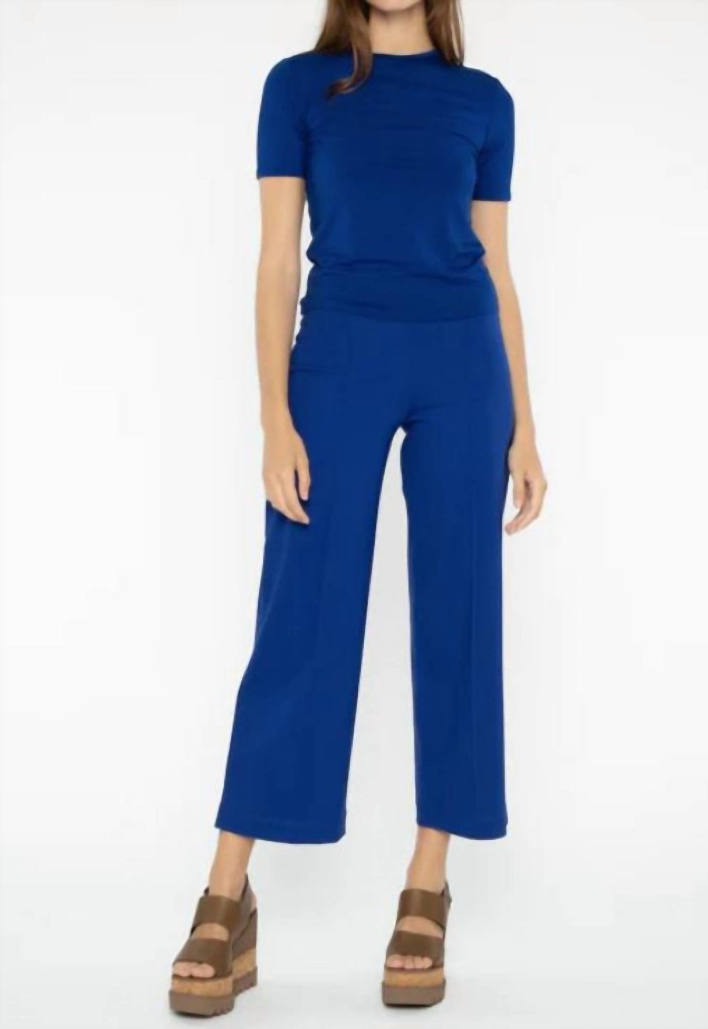 Ripley Rader - Ponte Cropped Straight - blue - clothing - pants