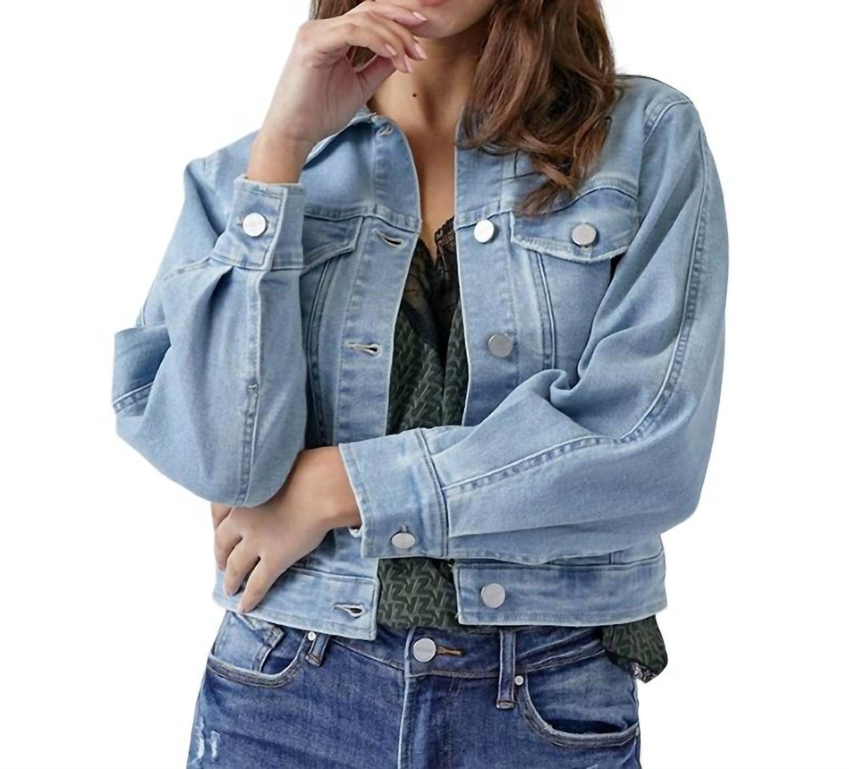 Risen - Balloon Sleeve Denim Jacket