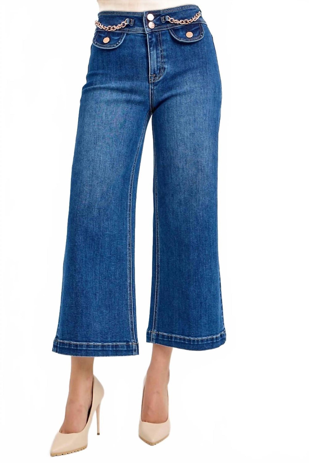 Risen - Charli Chain Wide Leg Crop Jeans