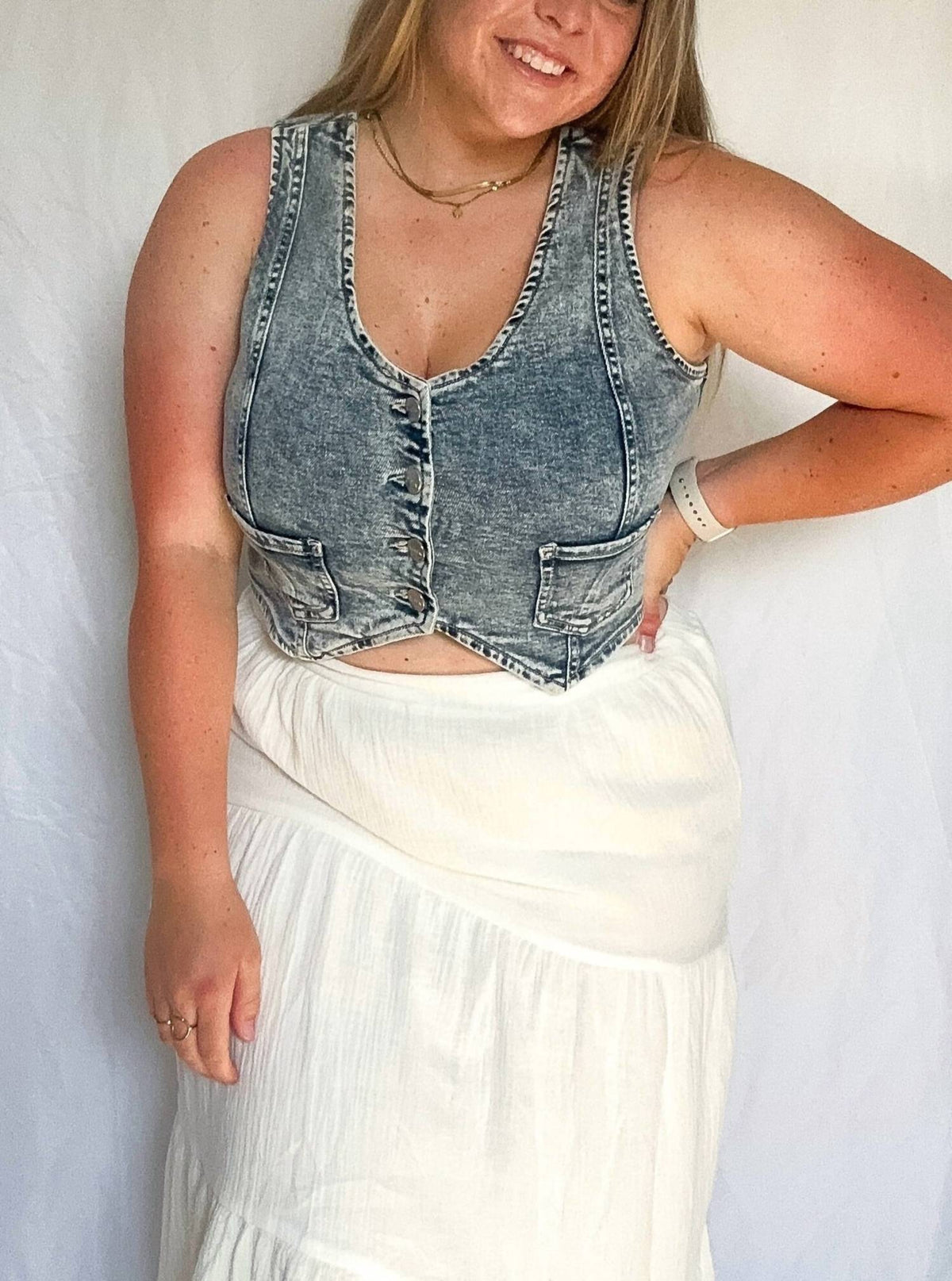 Risen - Chloe Crop Denim Vest
