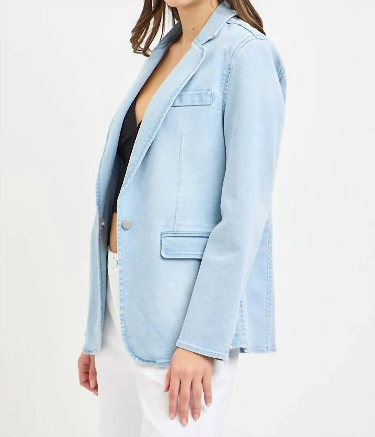 Risen - Denim Single Button Blazer