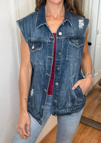 Risen - Distressed Oversizes Denim Vest
