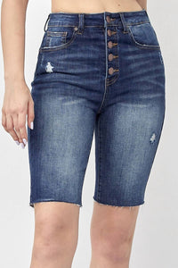 Risen - High-rise Button Fly Bermuda Shorts