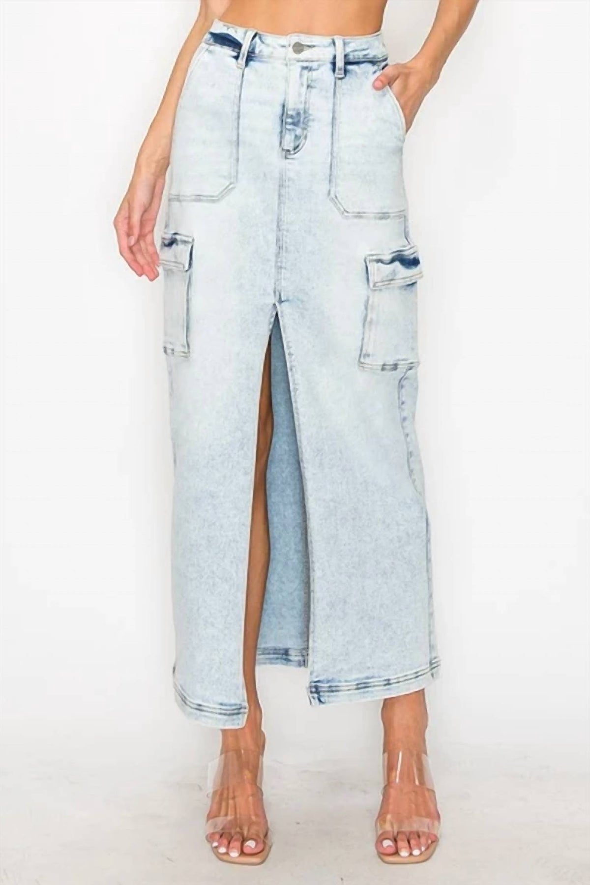 Risen - High Rise Cargo Maxi Cargo Skirt