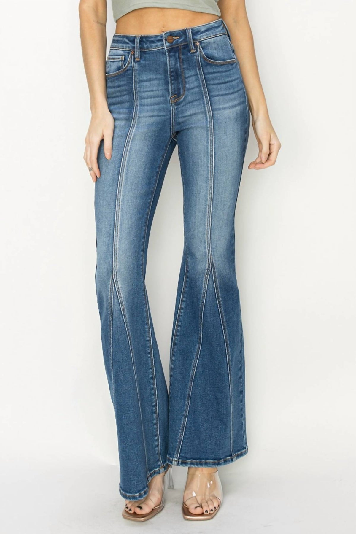 Risen - High Rise Front Seam Flare Jeans