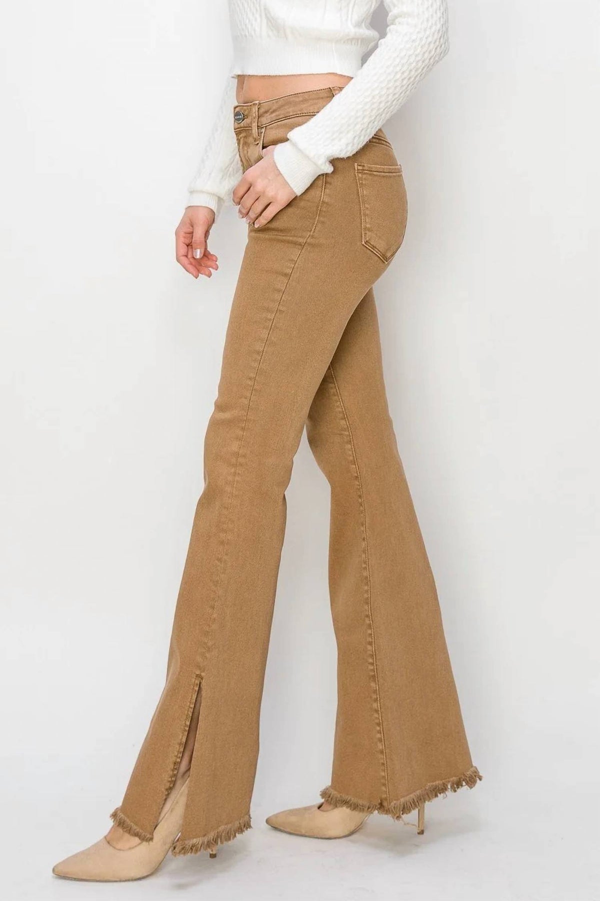 Risen - High Rise Side Slit Flare Pants