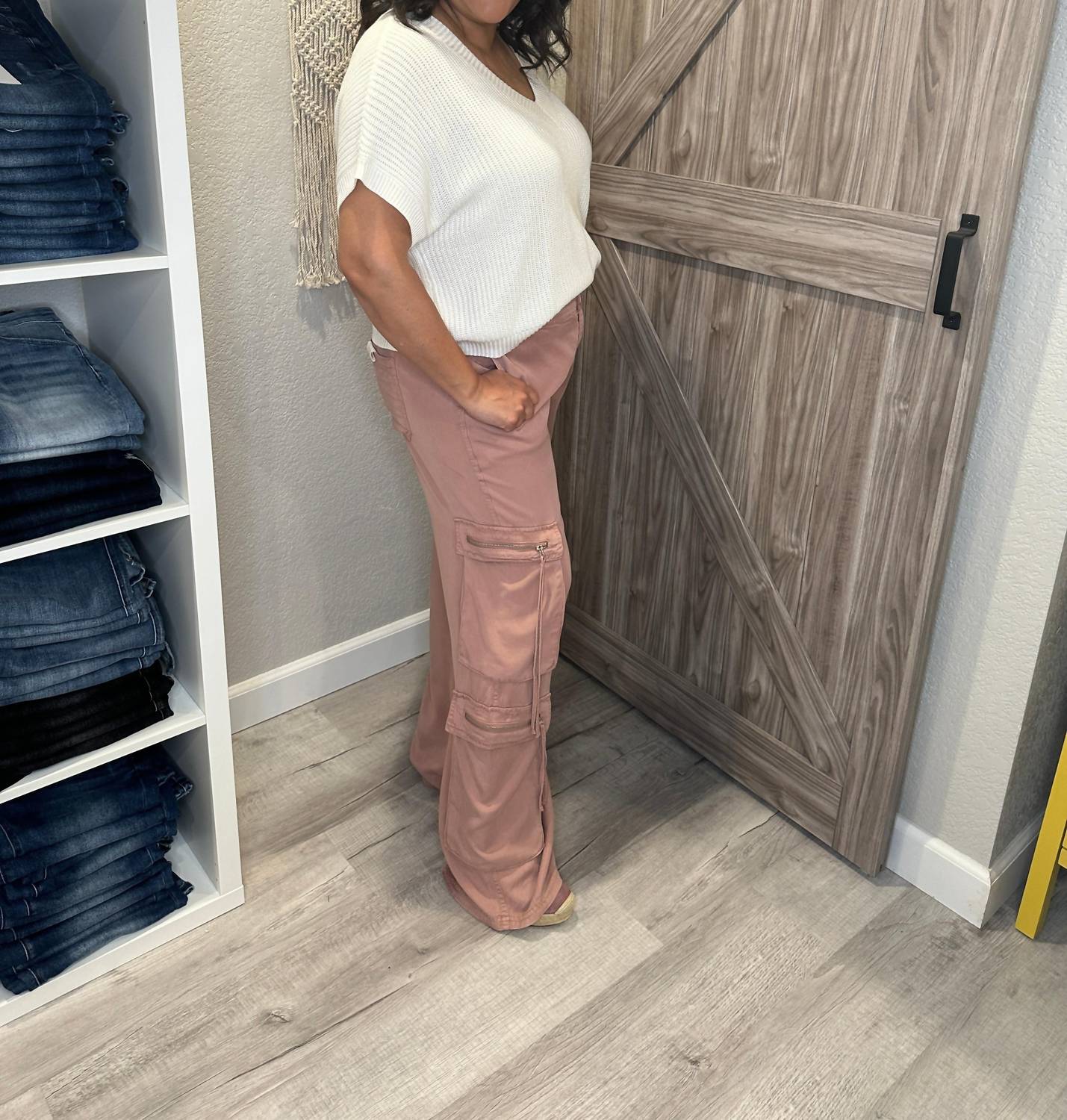 Risen - Jeans High Rise Wide Leg Tencel Multi Pocket Cargo Pants - clothing - flare - jeans