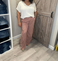 Risen - Jeans High Rise Wide Leg Tencel Multi Pocket Cargo Pants - clothing - flare - jeans