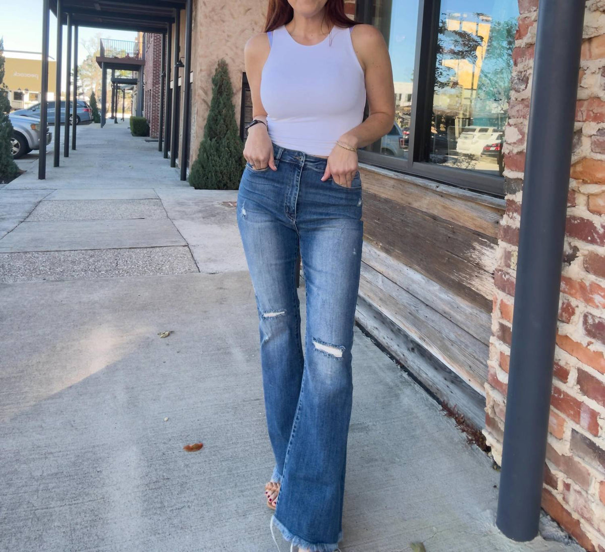 Risen - Kari Distressed Flare Jeans
