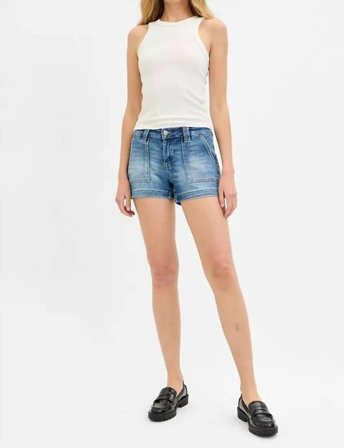 Risen - Low Rise Patched Pocket Shorts