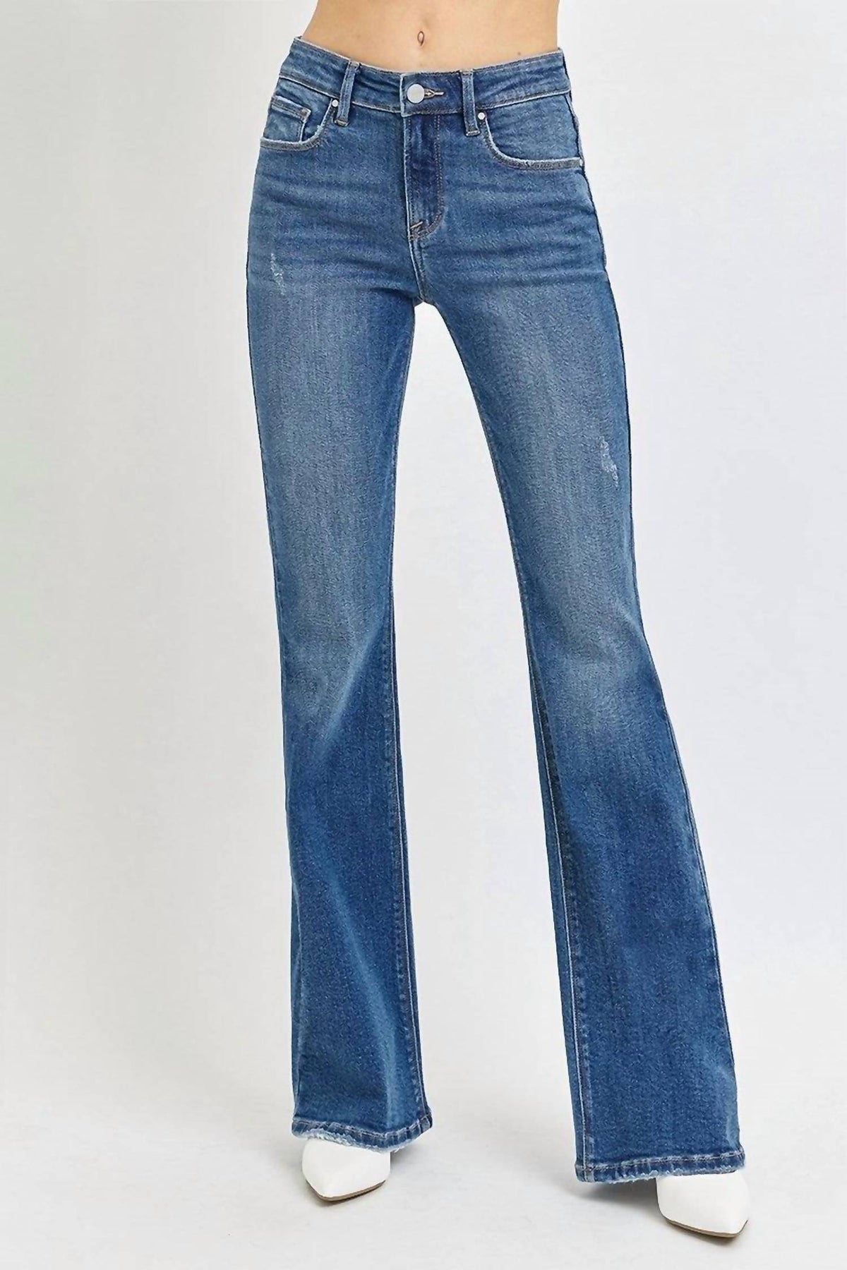 Risen - Mid-rise Flare Leg Basic Jeans