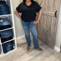 Risen - Mid Rise Slim Relaxed Straight Leg Denim Jeans