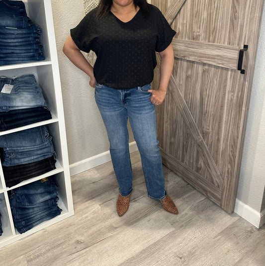 Risen - Mid Rise Slim Relaxed Straight Leg Denim Jeans - blue - clothing - denim