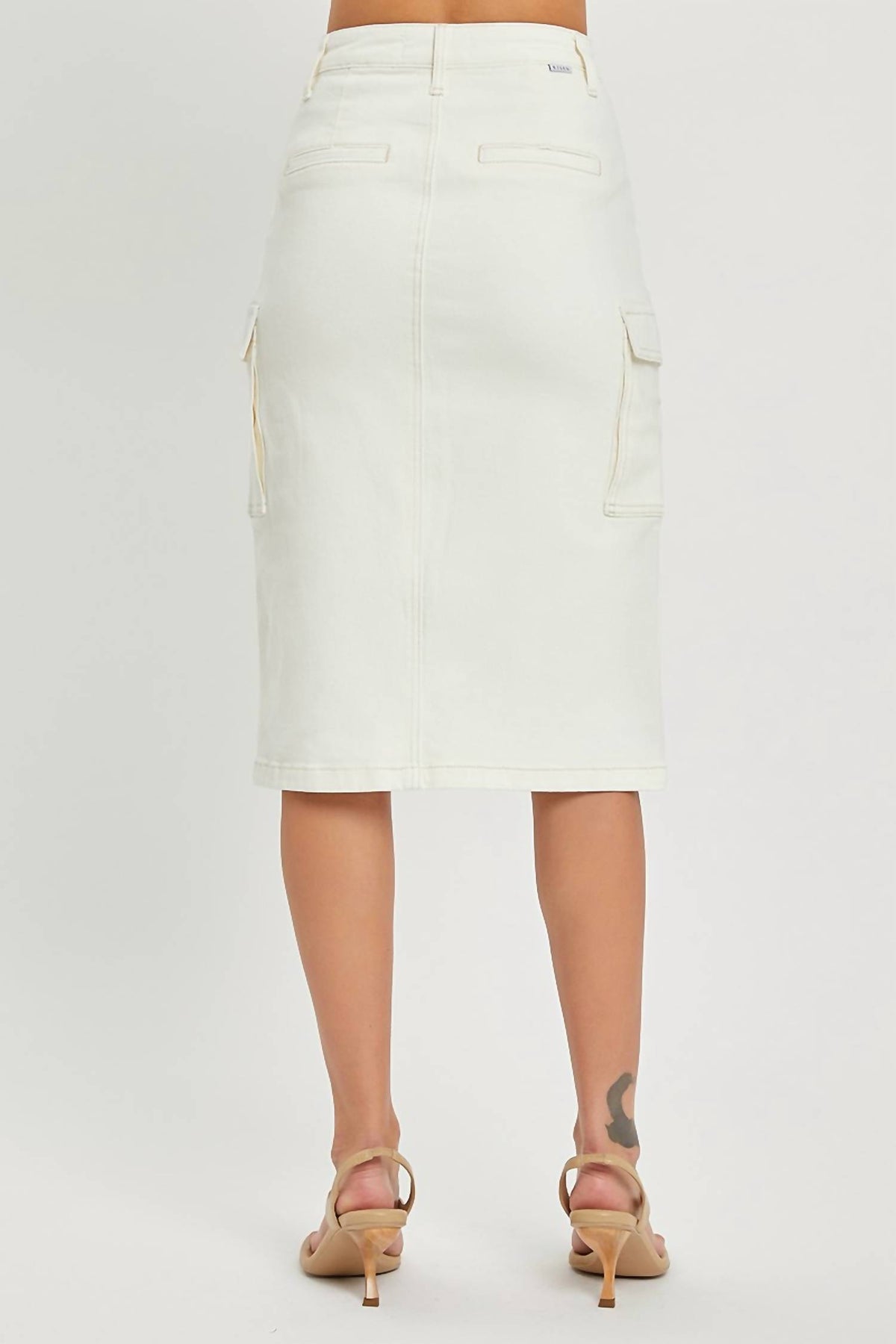 Risen - Midi Denim Cargo Skirt