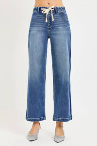 Risen - Remy Side Stripe Elastic Cropped Jeans