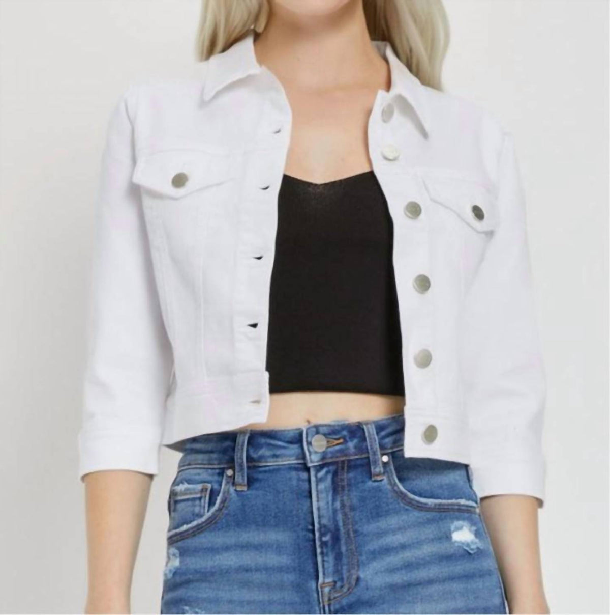 Risen - Shirring Sleeve Crop Jacket