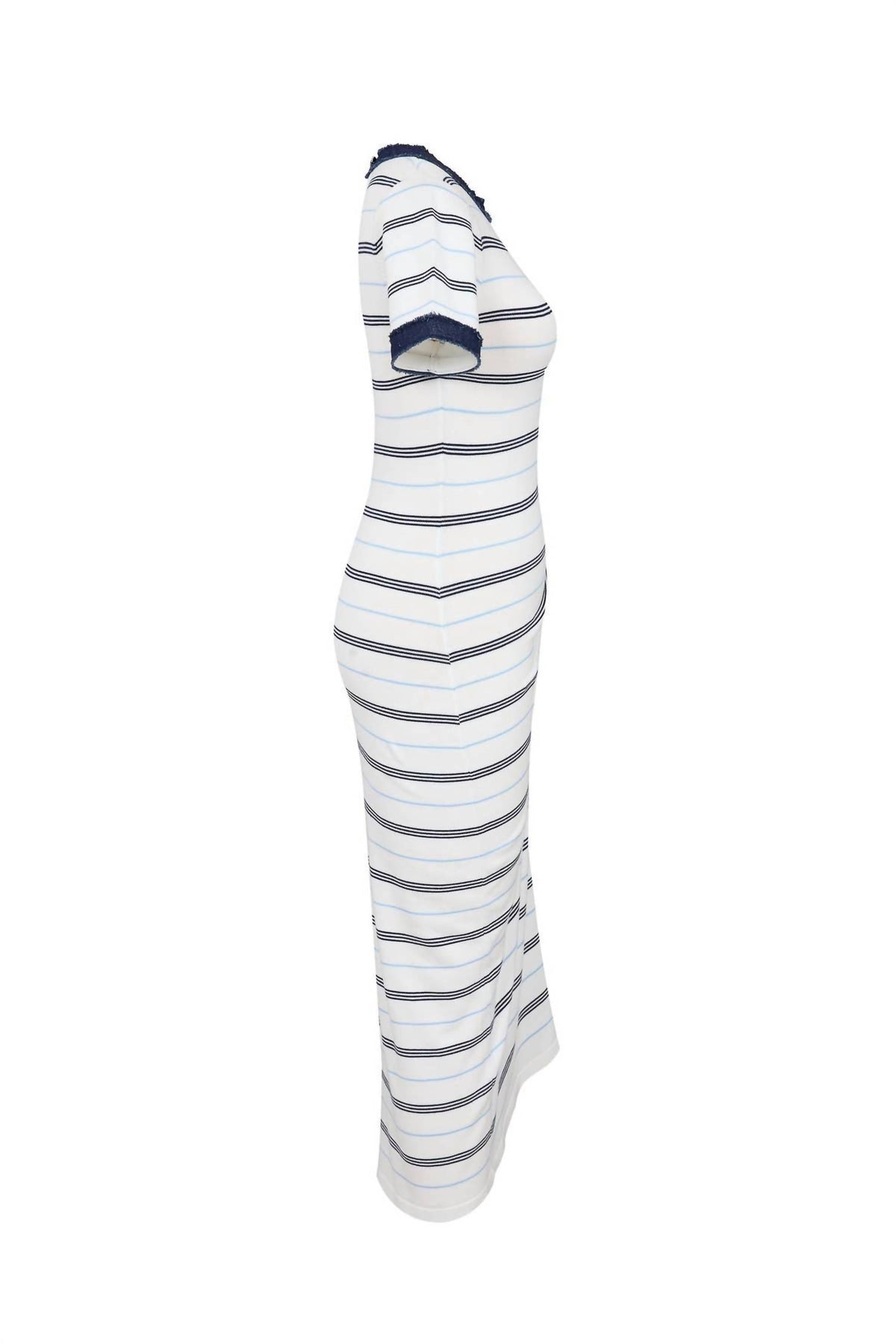 Rivir - Women's Short Sleeve Knit Dress With Stripe Pattern