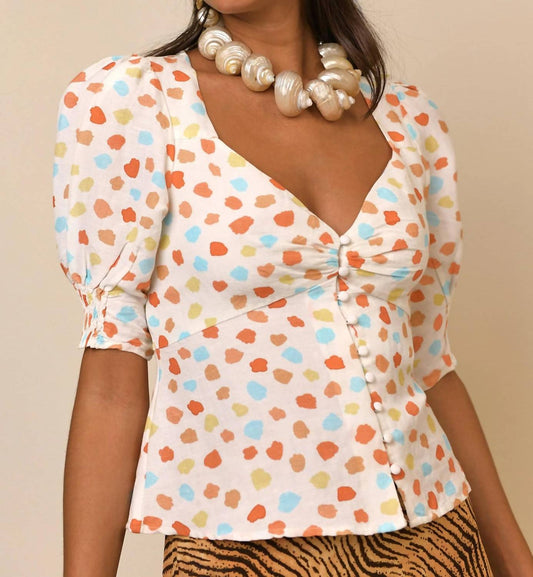 Rixo - Palma Top - blouses - clothing - linen - blend