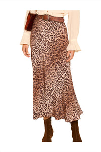 Rixo - Women's Kelly Skirt - animal - brown - clothing