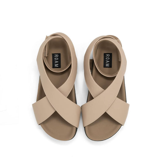 Roam - Women's Crossover Sandal - beige - leather - sandals